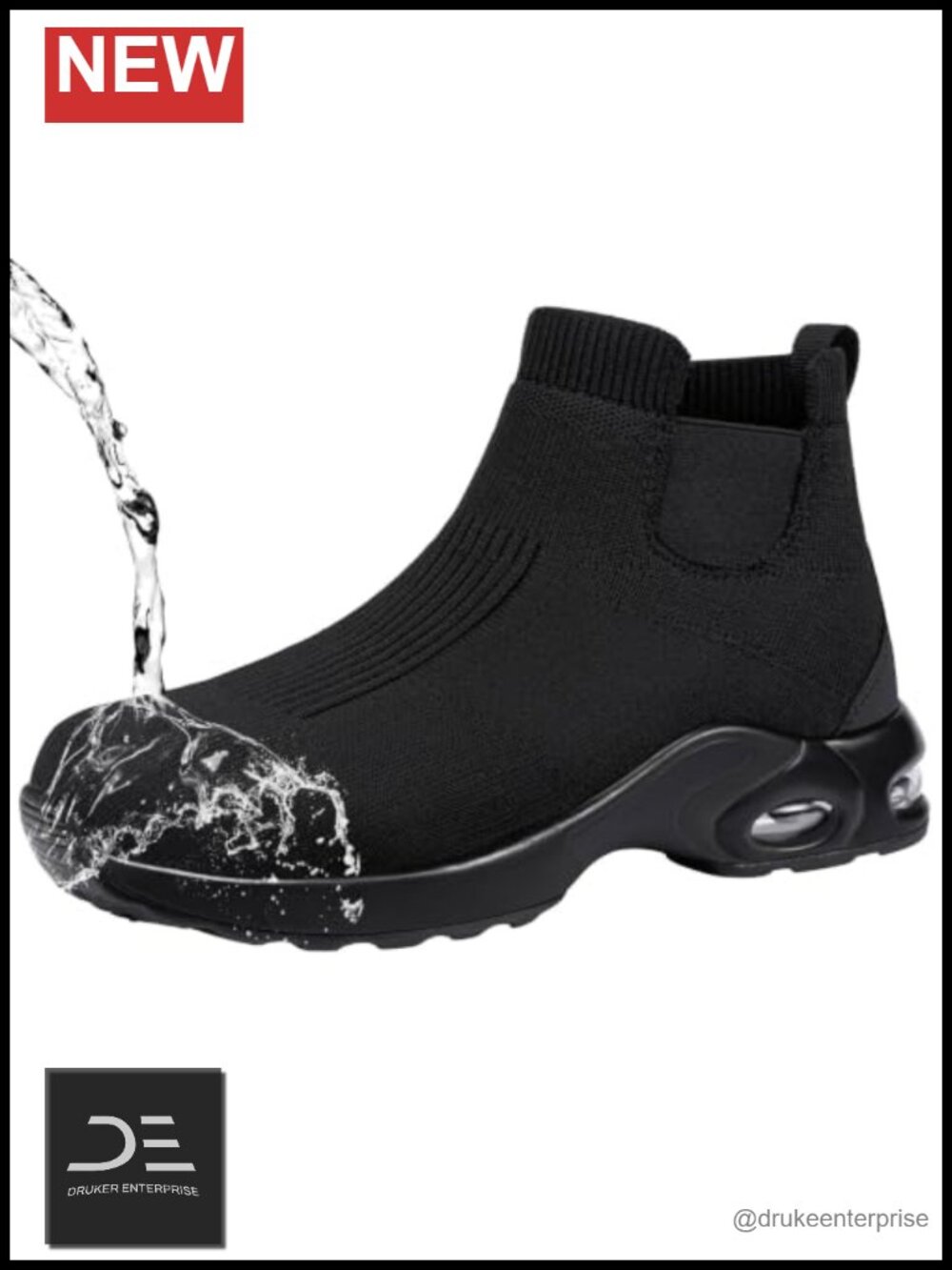Women's Steel Toe Chelsea Work Boots Slip On Waterproof Safety Shoes